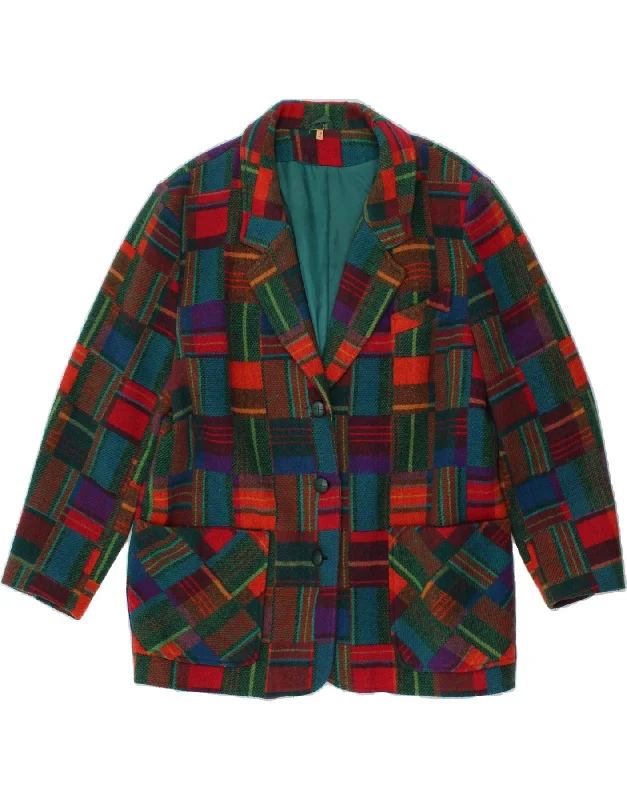 VINTAGE Womens 3 Button Blazer Jacket UK 18 XL Multicoloured Patchwork