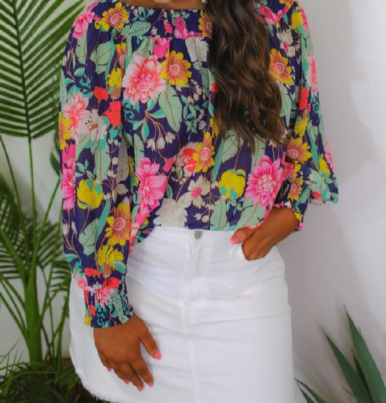 Kyla Floral Print Off The Shoulder Top