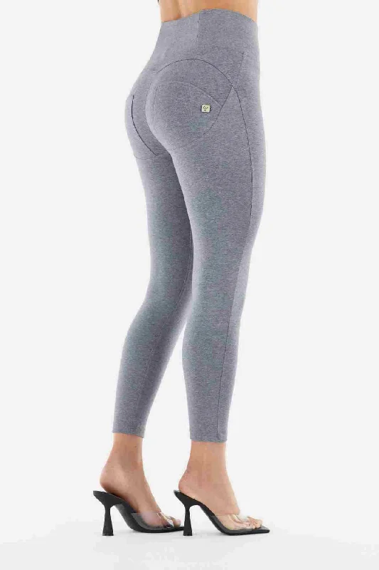 Curvy  Melange Grey High Waist Ankle Length