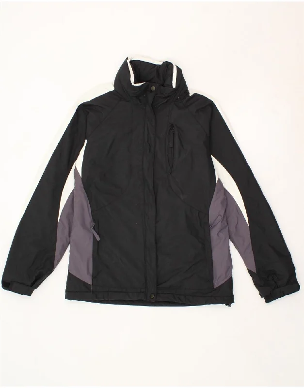 COLUMBIA Womens Hooded Windbreaker Jacket UK 14 Medium Black Colourblock