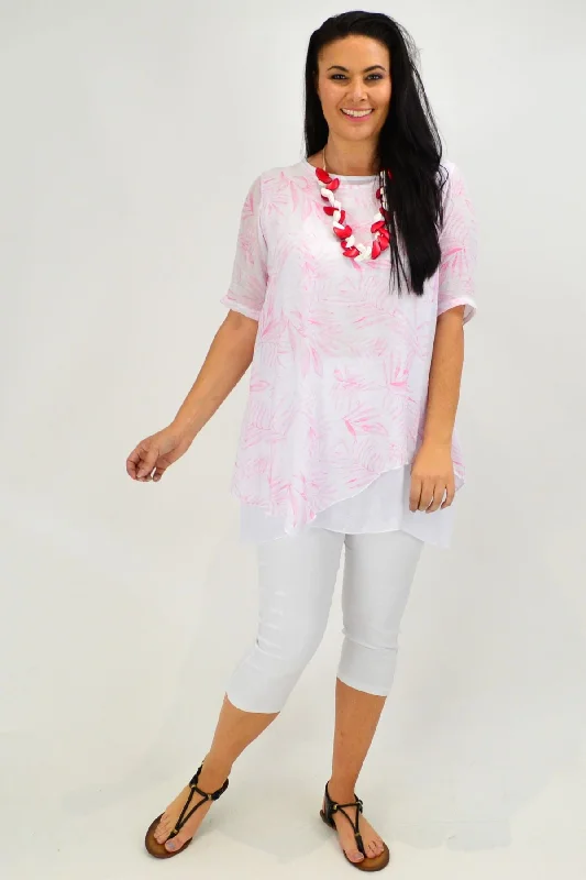 Pink Leaf Tunic Top