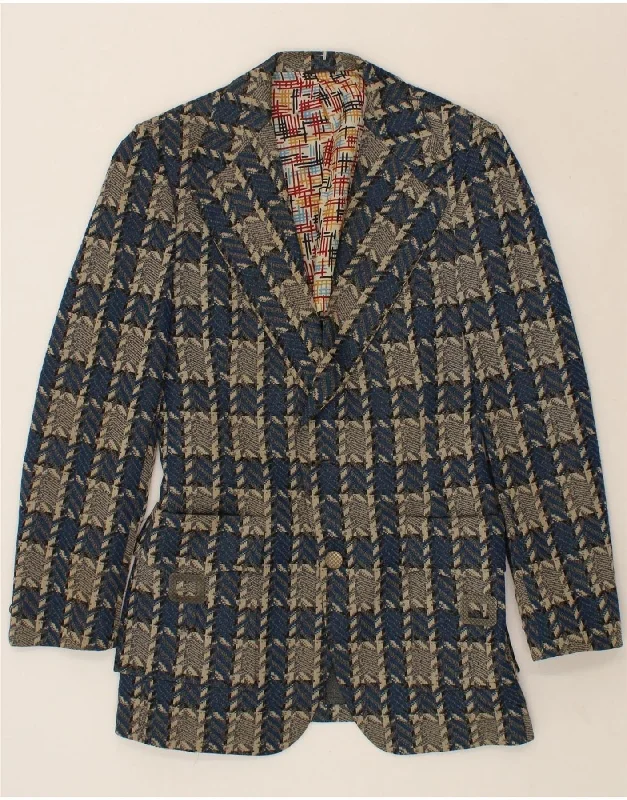 DC Womens 1 Button Blazer Jacket UK 14 Medium Blue Check