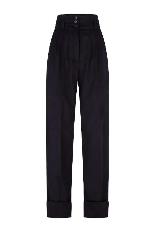 Pleated Wool High-Waisted Pants