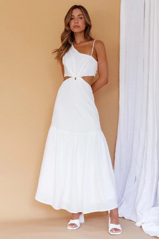 Evening Breeze Cut-Out Waist Maxi Dress White