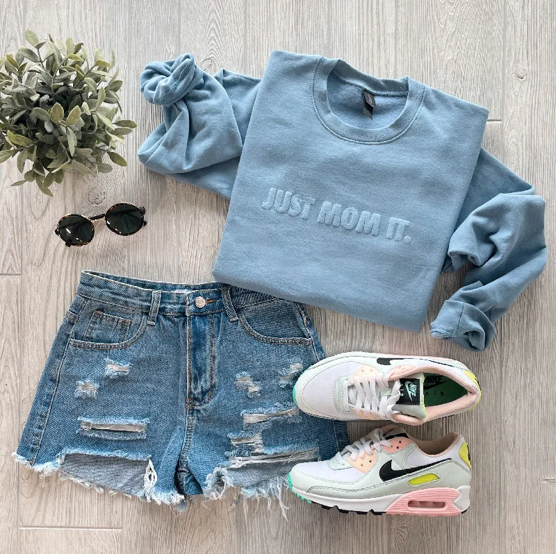 JUST MOM IT • Steel Blue Pullover