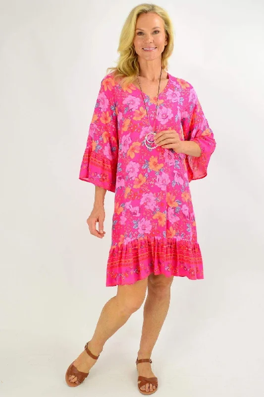 Rose Pink Lottie Tier Tunic Dress