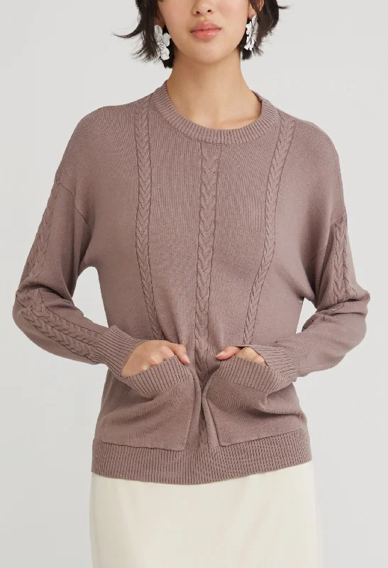 Multi Pocket Cable Knit Sweater