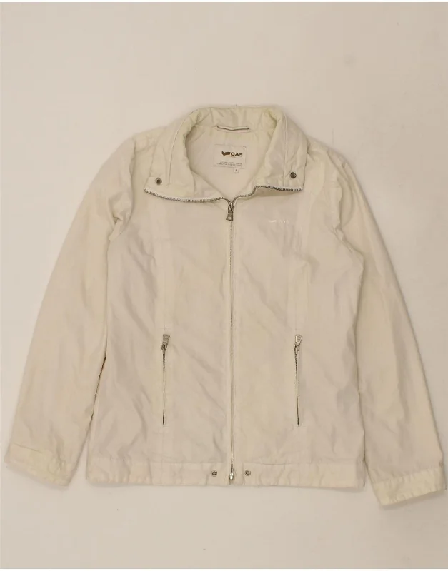 GAS Womens Bomber Jacket UK 14 Medium White Polyester