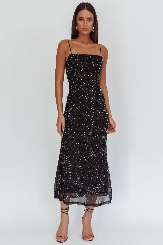 Days Ahead Rhinestone Overlay Maxi Dress Black