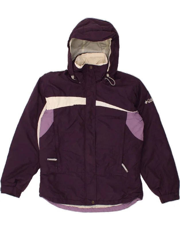 COLUMBIA Womens Hooded Windbreaker Jacket UK 14 Medium Purple Colourblock