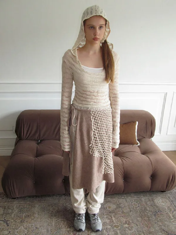 Wandering Wind Mesh Splicing Knitted Skirt [S0000009898]