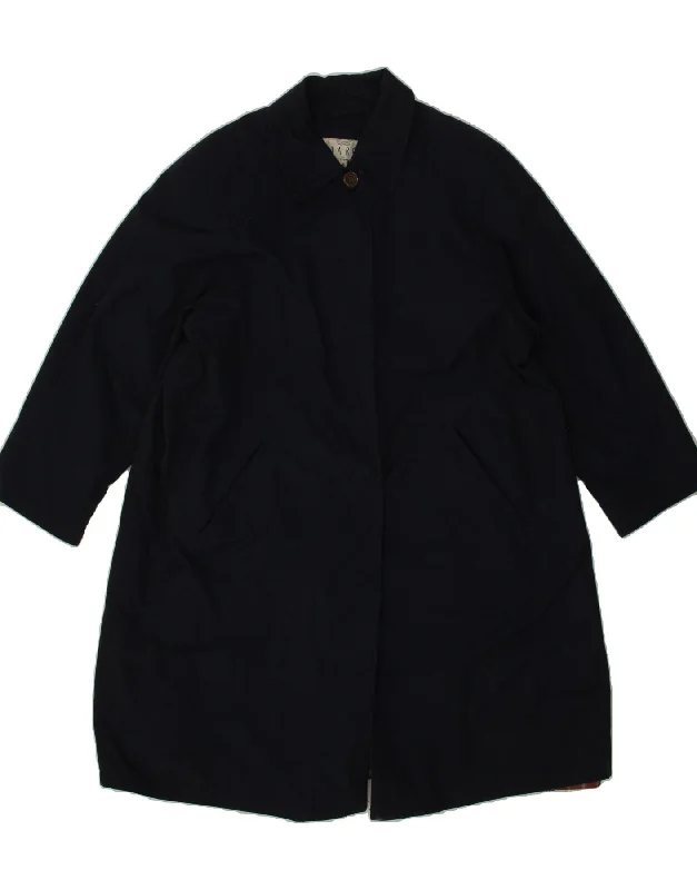 CHARON Womens Oversized Overcoat UK 10 Small Navy Blue Polyester