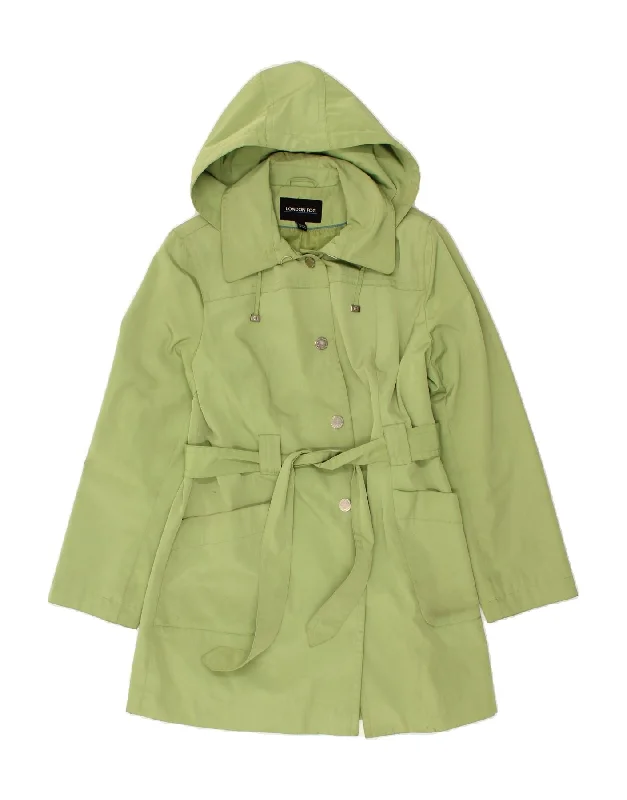 LONDON FOG Womens Hooded Overcoat UK 16 Large Green Polyester