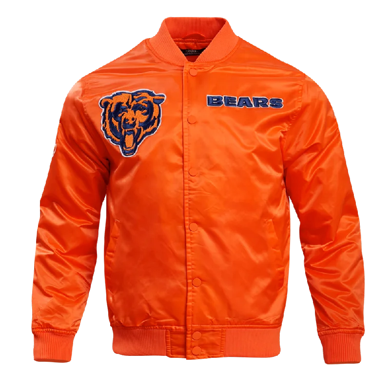 NFL CHICAGO BEARS CHEST HIT MEN'SLOGO SATIN JACKET (ORANGE)