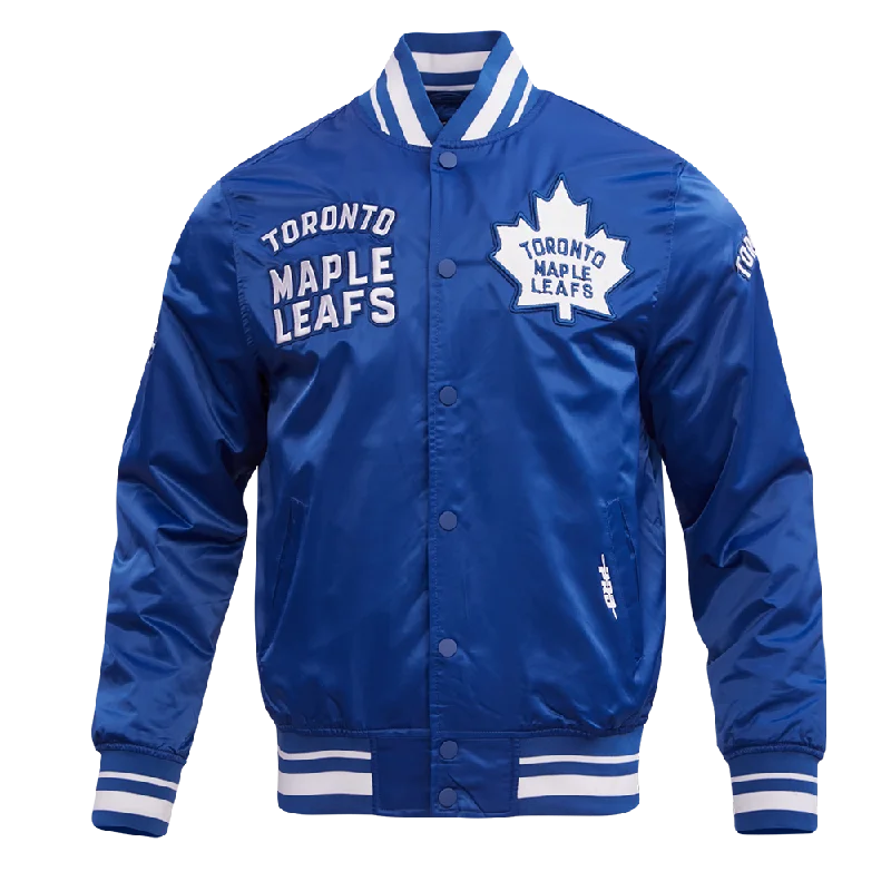 NHL TORONTO MAPLE LEAFS RETRO CLASSIC MEN'S RIB SATIN JACKET (DODGER BLUE)