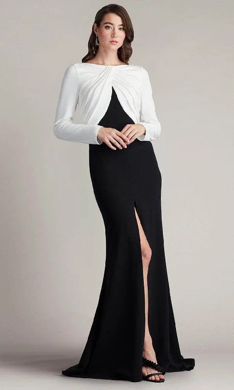 Tadashi Shoji BOS24372L - Nelson Bateau Long-Sleeve Crepe Sheath Gown