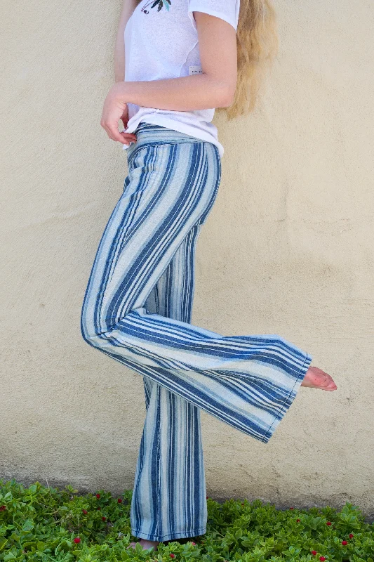 FP Indigo Haze Stripe Bell Bottom Jeans