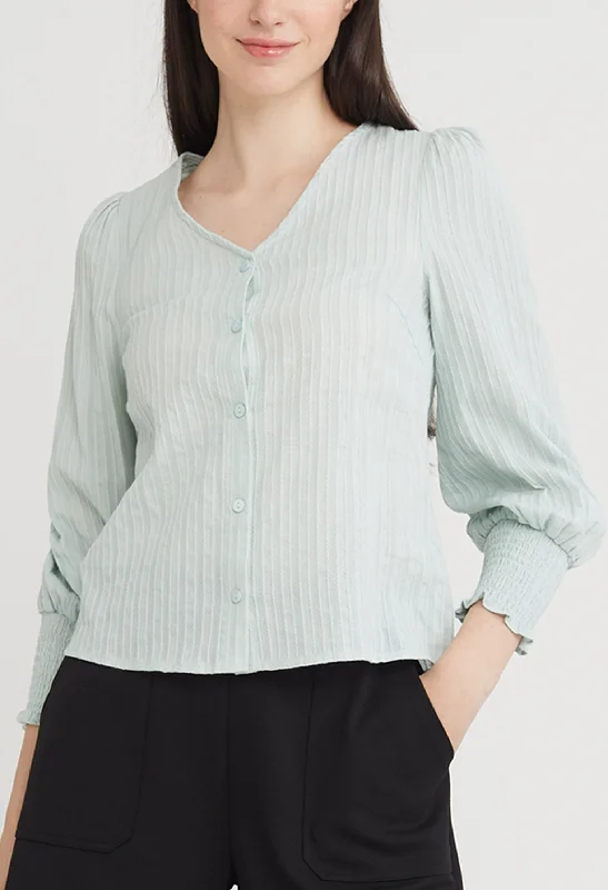 Textured Trumpet Sleeve Blouse