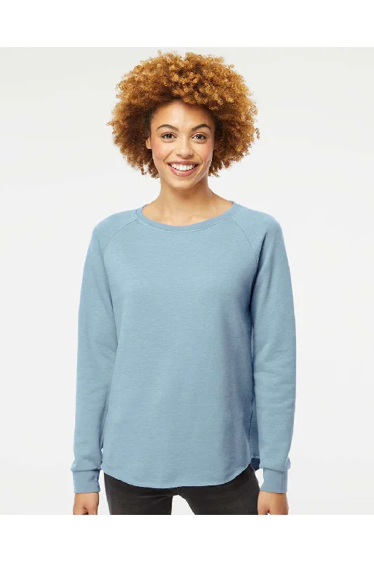 Independent Trading Co. Womens California Wave Wash Crewneck Sweatshirt - Misty Blue