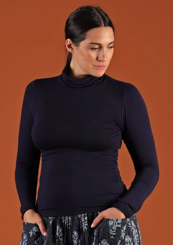 Turtleneck Top Navy Blue