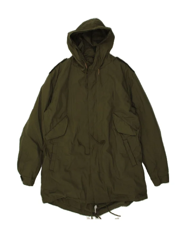 BRANDIT Womens Military Hooded Parka Jacket UK 44 2XL Green Cotton