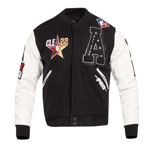 NBA HBCU ALL STAR EAST/WEST LOGO MEN'S VARSITY JACKET (BLACK/WHITE)