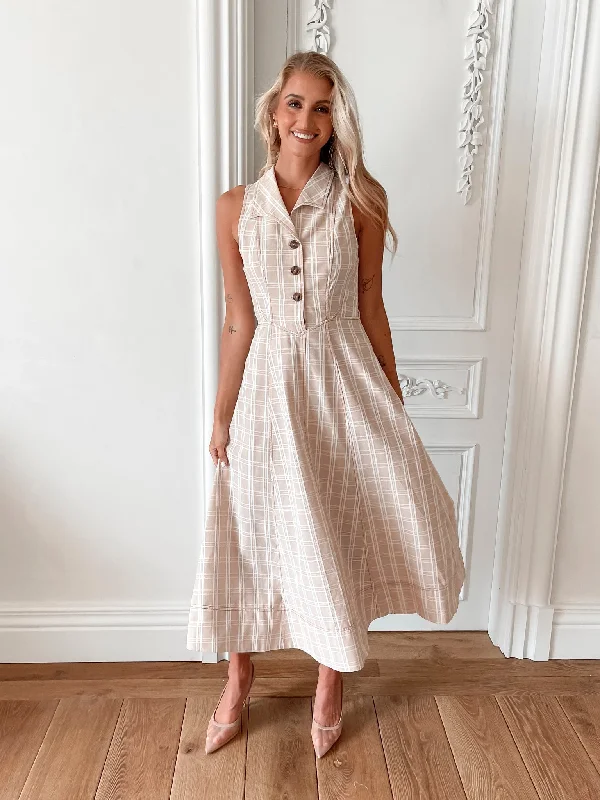 Raelee Dress - Beige Check