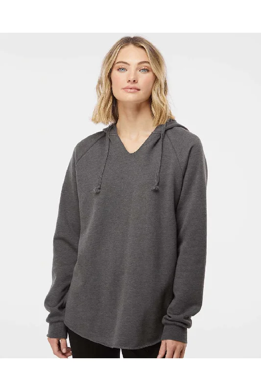 Independent Trading Co. Womens California Wave Wash Hooded Sweatshirt Hoodie - Shadow Grey