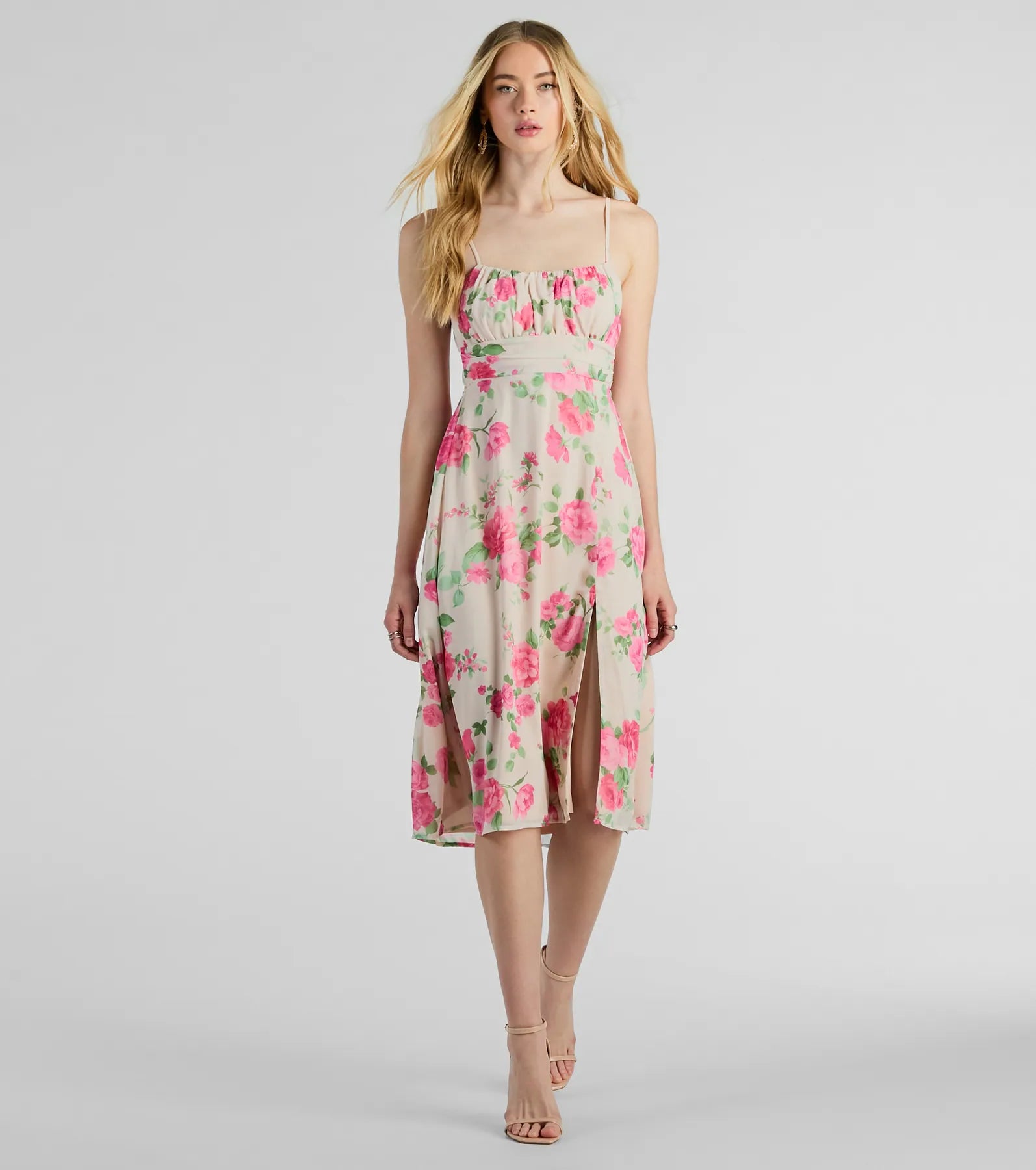 Garden Of Romance Tie Back Rose Floral A-Line Dress