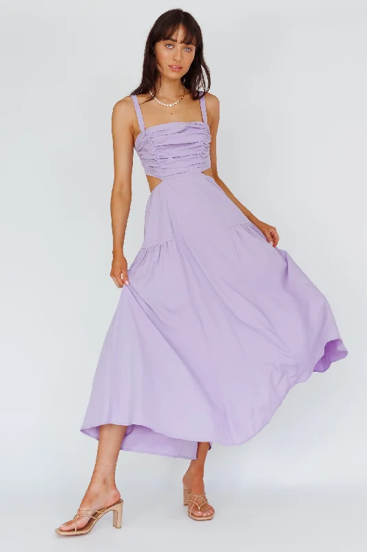 Kassi Gathered Bodice Maxi Dress Lilac