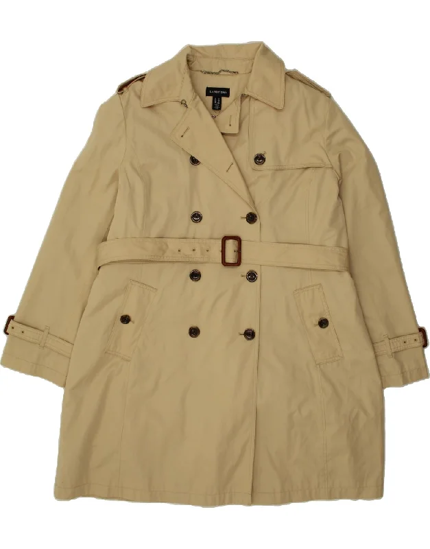 LANDS END Womens Trench Coat UK 18 XL Beige Cotton