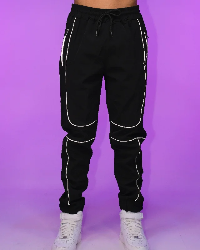 Unisex Black Joggers With Reflective Lining