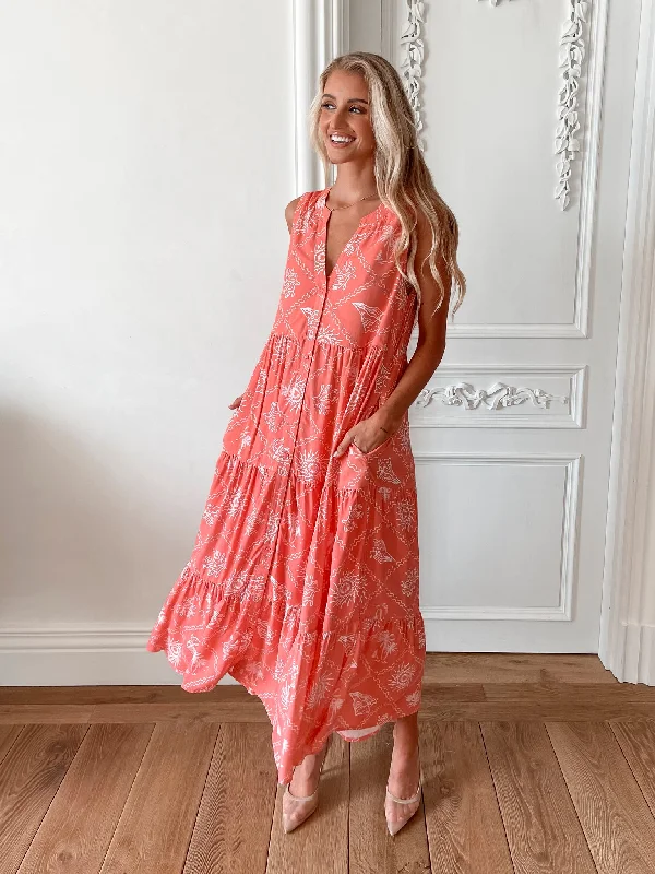 Jarah Dress - Peach Print