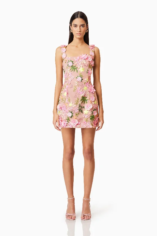 Aella Embroidered Mini Dress In Pink