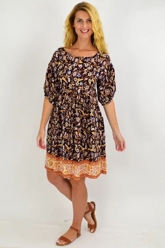 Floral Puff Sleeve Tunic Dress