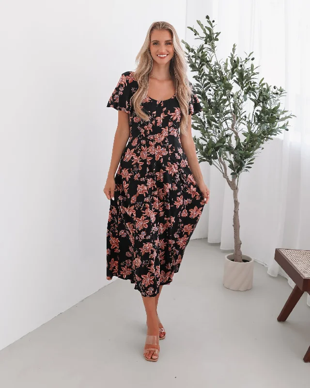 Sorcha Dress - Black Floral