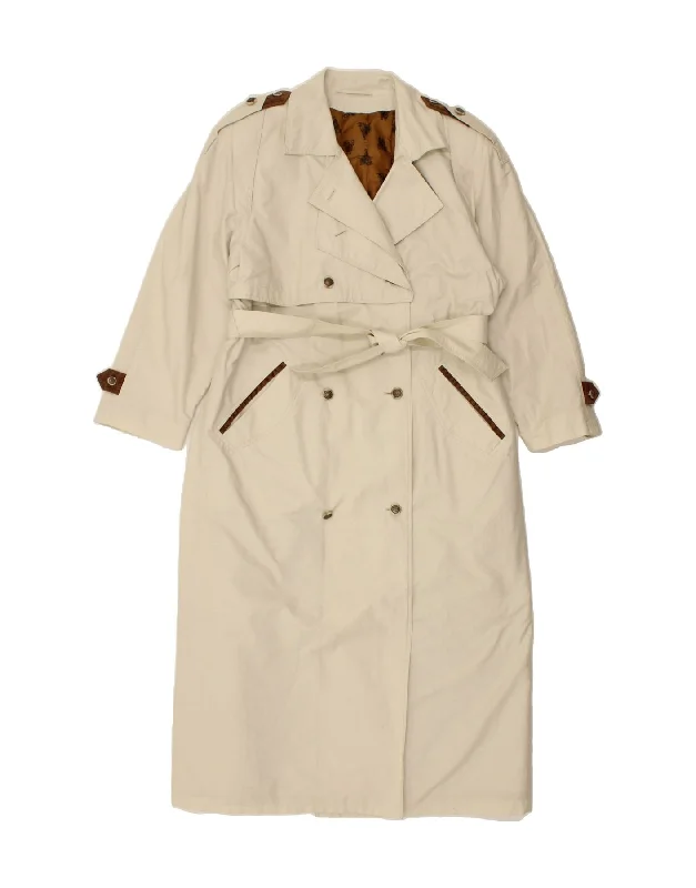 ST MICHAEL Womens Double Breasted Overcoat EU 40 Medium Beige Nylon