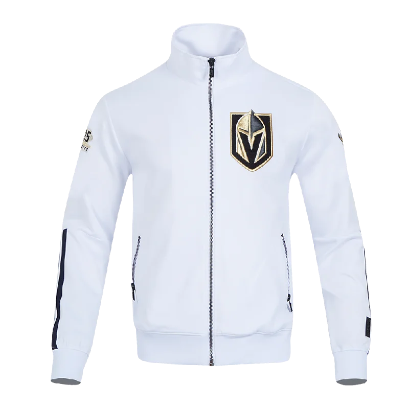 NHL VEGAS GOLDEN KNIGHTS CLASSIC CHENILLE MEN'S DOUBLE KNIT TRACK JACKET (WHITE/BLACK)